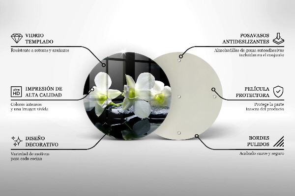 De vidrio templado Flores blancas en agua zen