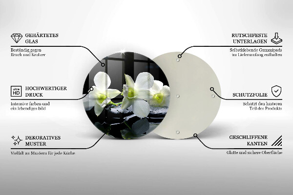 De vidrio templado Flores blancas en agua zen