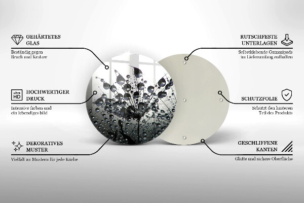 De vidrio templado Dientes de león y rocío