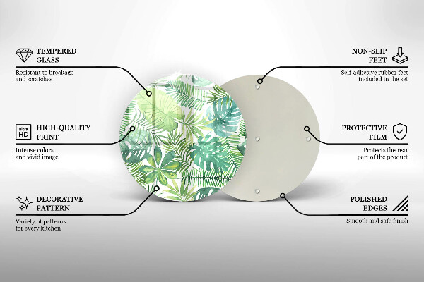 De vidrio templado Hojas boho acuarela