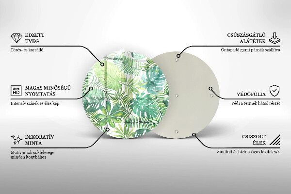 De vidrio templado Hojas boho acuarela