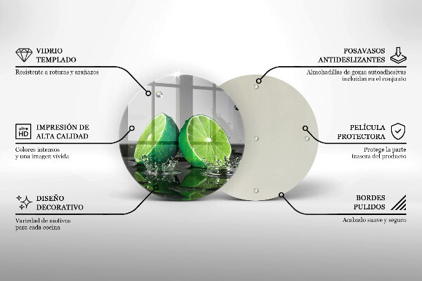 De vidrio templado Limas jugosas y agua