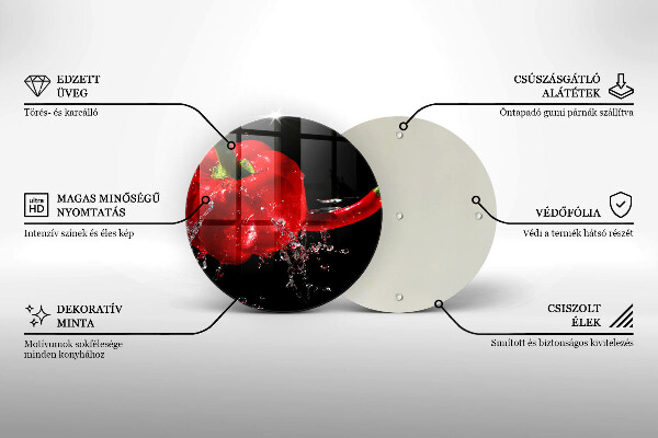De vidrio templado Pimientos rojos en agua
