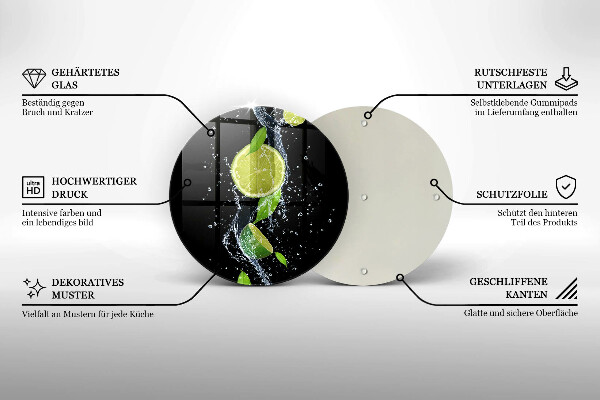 De vidrio templado Limas jugosas en agua