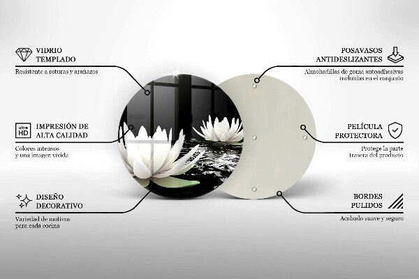 De vidrio templado Lirios blancos en el agua