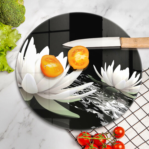 De vidrio templado Lirios blancos en el agua