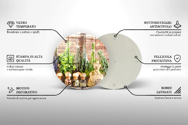 De vidrio templado Hierbas especias y madera