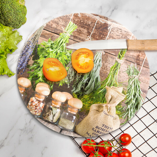 De vidrio templado Hierbas especias y madera