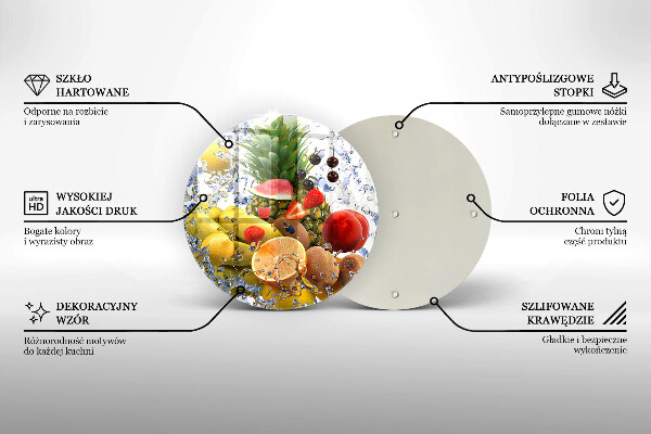 De vidrio templado Fruta jugosa y agua