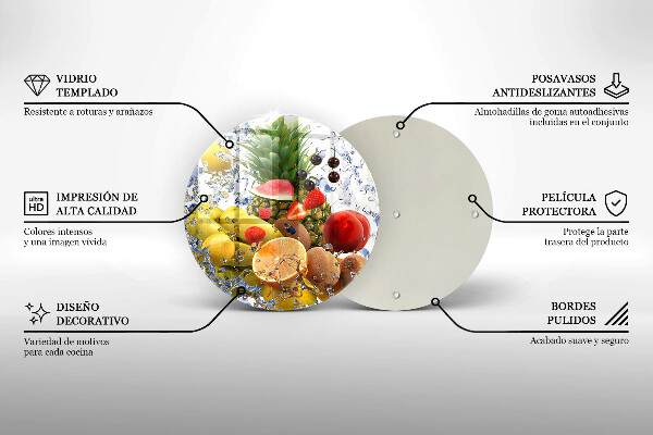 De vidrio templado Fruta jugosa y agua