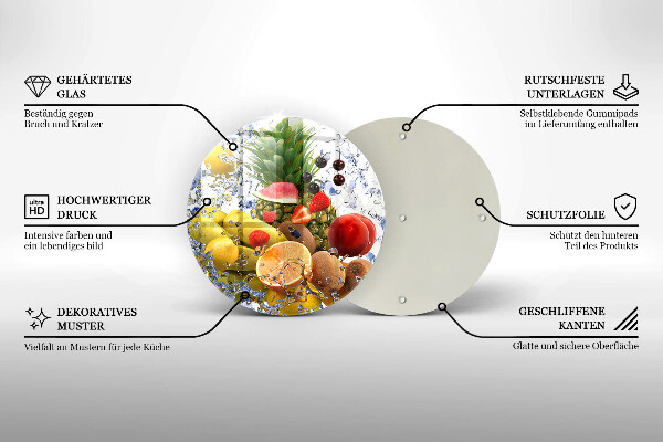 De vidrio templado Fruta jugosa y agua