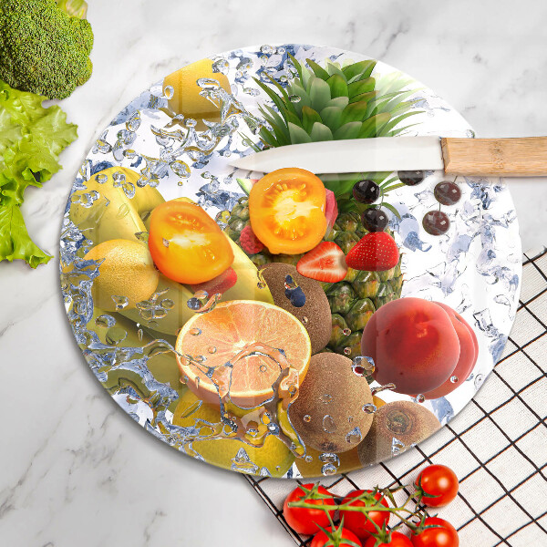 De vidrio templado Fruta jugosa y agua