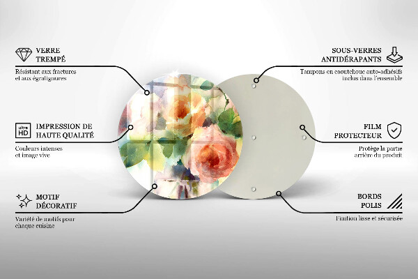 De vidrio templado Flores pintadas