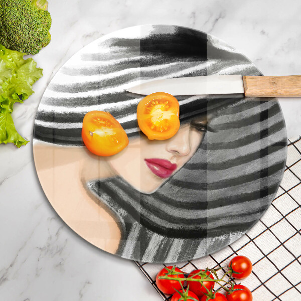 De vidrio templado Mujer con sombrero