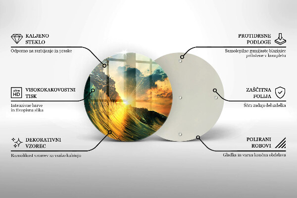 De vidrio templado Ola y puesta de sol