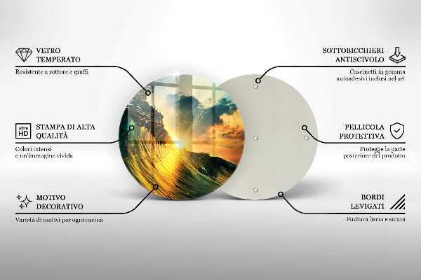 De vidrio templado Ola y puesta de sol