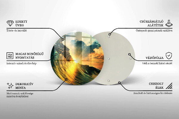 De vidrio templado Ola y puesta de sol