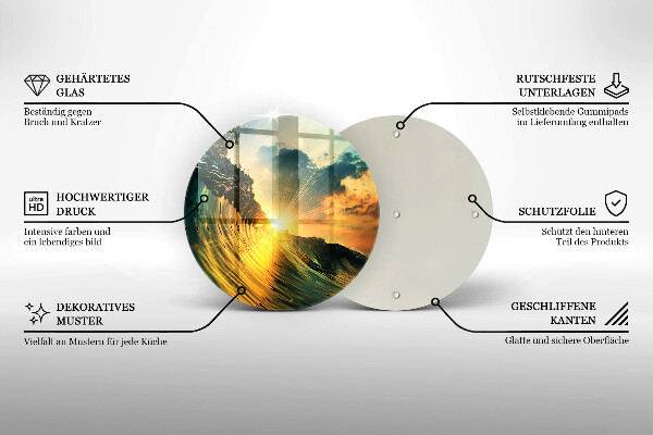 De vidrio templado Ola y puesta de sol