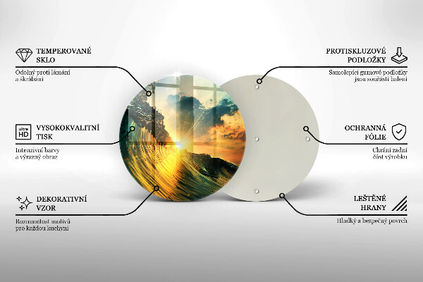 De vidrio templado Ola y puesta de sol