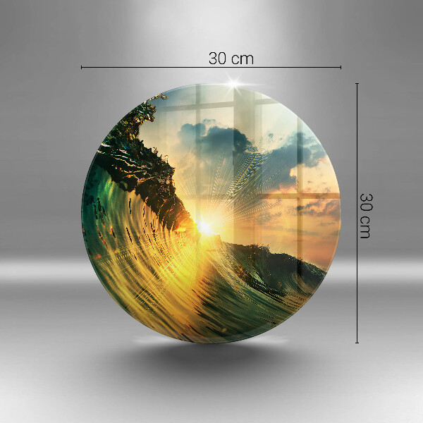 De vidrio templado Ola y puesta de sol