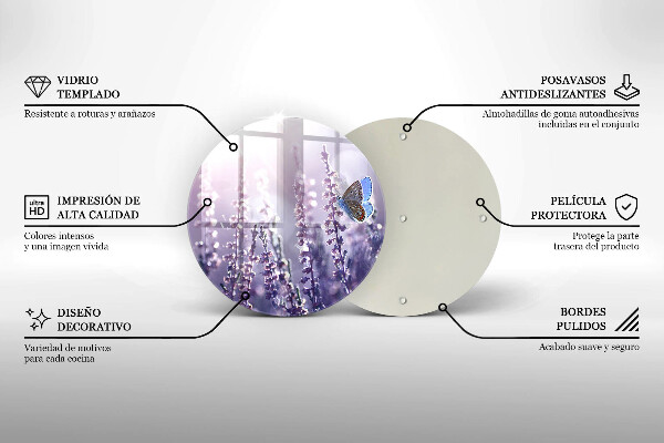 De vidrio templado Flores silvestres y mariposas