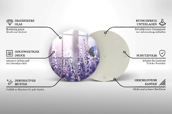 De vidrio templado Flores silvestres y mariposas