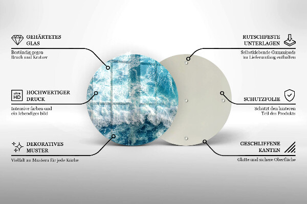 De vidrio templado Olas de agua de mar