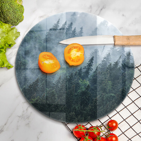 De vidrio templado Árboles forestales y niebla