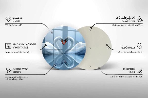 De vidrio templado Dos corazones de cisne