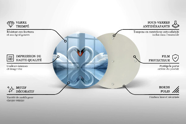 De vidrio templado Dos corazones de cisne