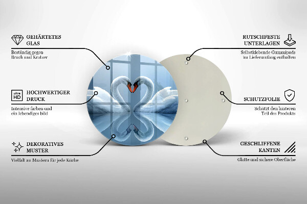 De vidrio templado Dos corazones de cisne