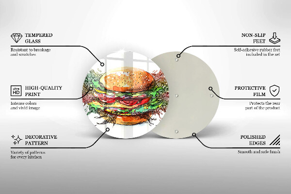 De vidrio templado Dibujo de hamburguesa