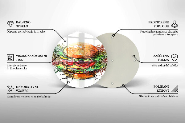 De vidrio templado Dibujo de hamburguesa