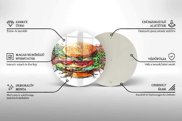 De vidrio templado Dibujo de hamburguesa