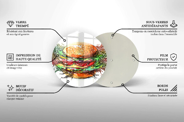 De vidrio templado Dibujo de hamburguesa