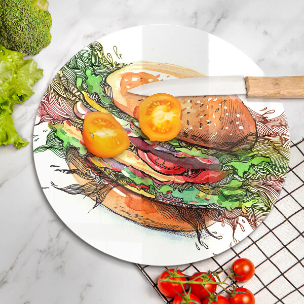 De vidrio templado Dibujo de hamburguesa