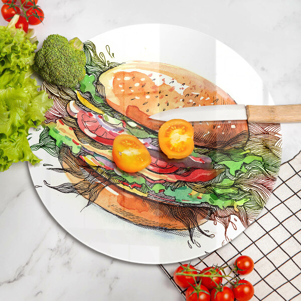 De vidrio templado Dibujo de hamburguesa