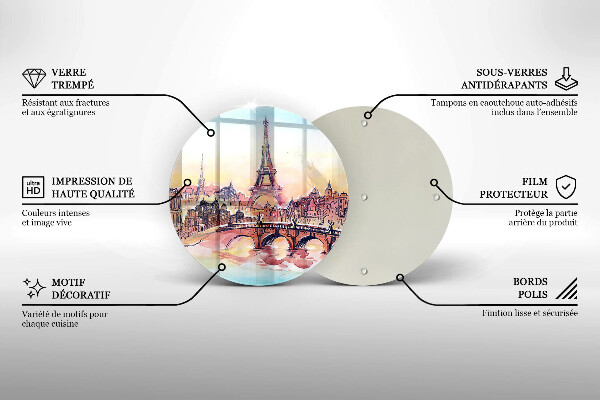 De vidrio templado Paisaje de la torre eiffel de parís