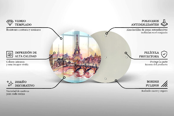 De vidrio templado Paisaje de la torre eiffel de parís