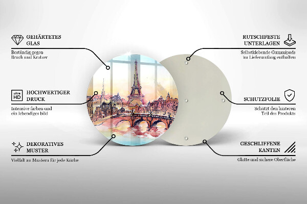 De vidrio templado Paisaje de la torre eiffel de parís