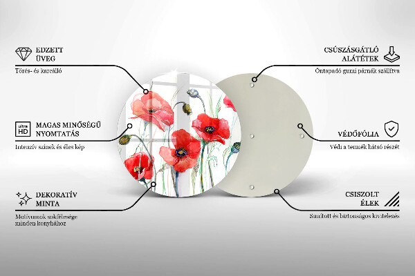 De vidrio templado Flores de amapolas rojas