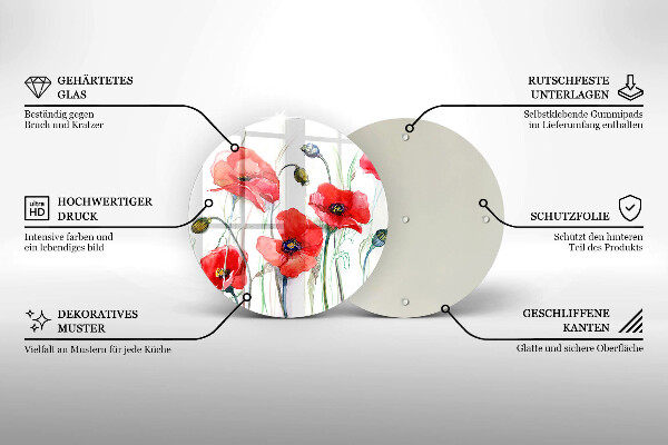 De vidrio templado Flores de amapolas rojas