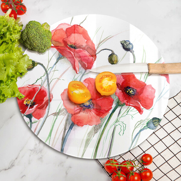 De vidrio templado Flores de amapolas rojas