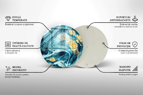 De vidrio templado Abstracción de oro azul