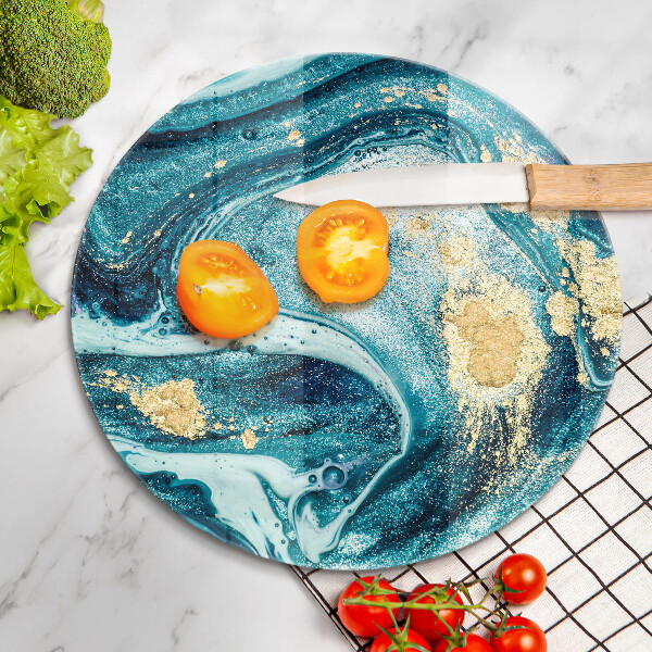 De vidrio templado Abstracción de oro azul