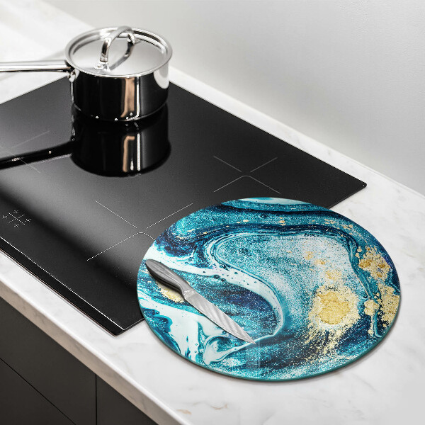 De vidrio templado Abstracción de oro azul