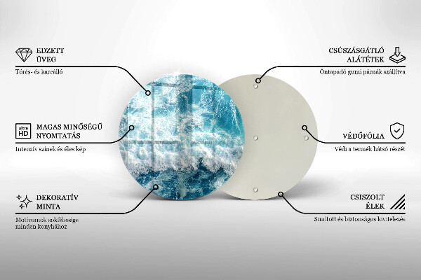 De vidrio templado Olas de agua de mar