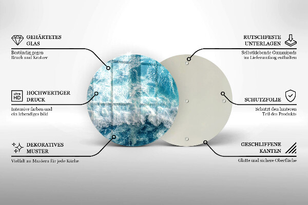 De vidrio templado Olas de agua de mar