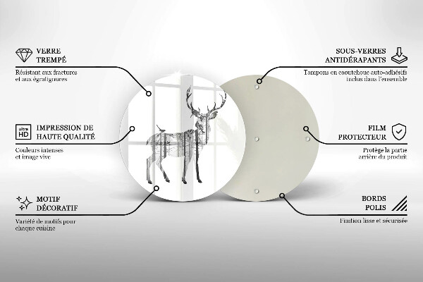 De vidrio templado Ilustración de ciervos y bosques