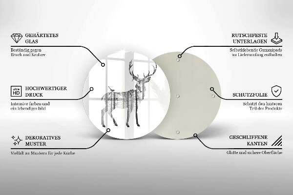 De vidrio templado Ilustración de ciervos y bosques